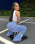 Multi-pocket Colorful Heart Print Jeans Women's Flared Pants - ROUTINE FASHION